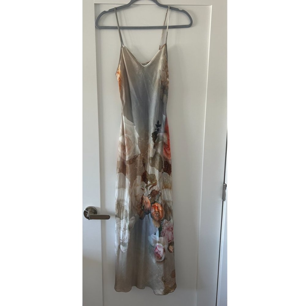 Allsaints Sunrise Blue Bryony Rosalia Midi Dress UK 8/US 4